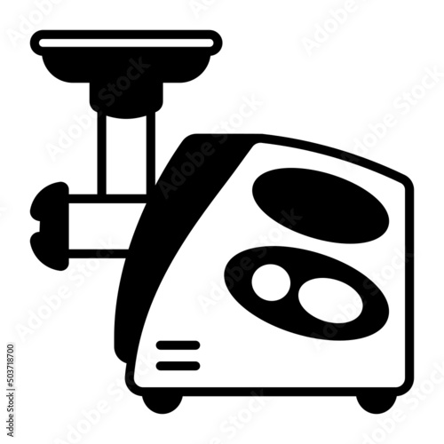 meat grinder or chopper Vector Icon Design, Eid al-Adha or Eid-ul-Kabir Symbol, Hajj Sign, Muslims religious Festival Stock illustration, Meat mincer machine Concept 