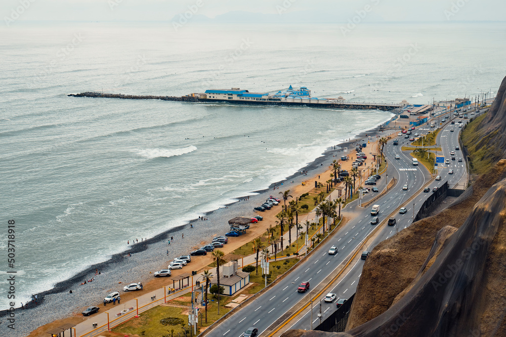 Lima, Peru. Road next to the sea.