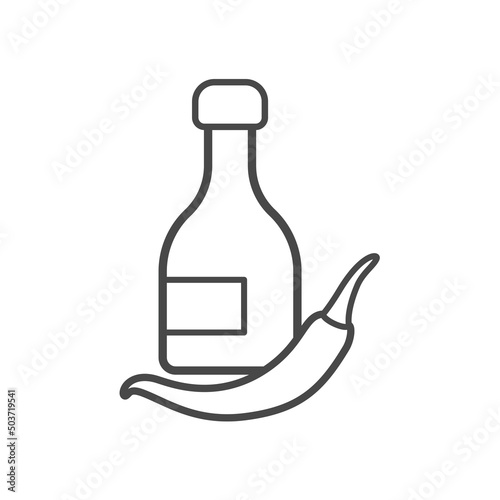 Vector linear icon with pepper sauce