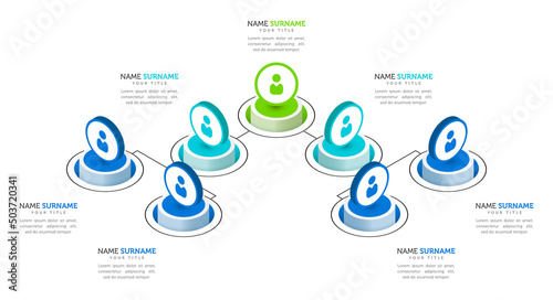 Infographic template. Business hierarchy in isometric design