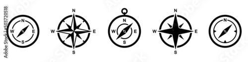 Compass icon set. Wind rose icon, Vector illustration
