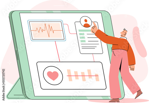 Online medical consultation and support metaphor. Online doctor. Healthcare services, Ask doctor. Tele medicine e-health service. Therapist videocalling phone screen. Diagnosis treatment of patients