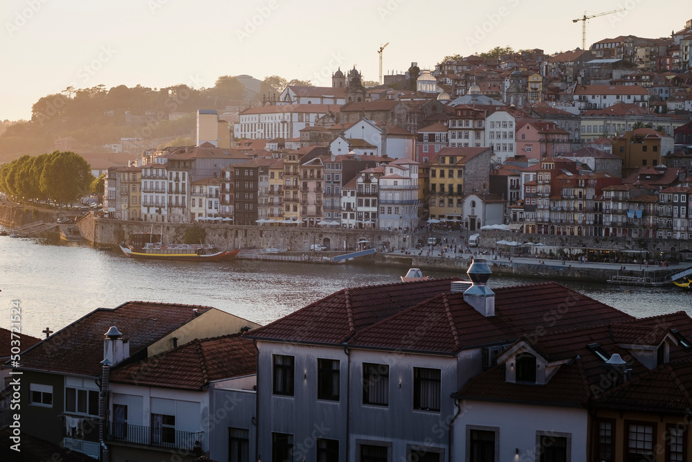 View of the Douro River and Ribeiro in the historic center of Porto, Portugal.