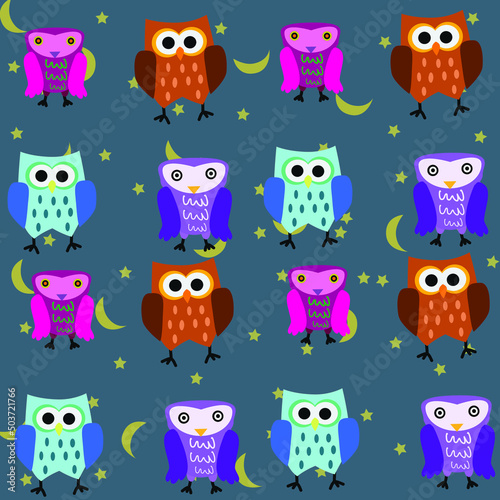 pattern with funny owl