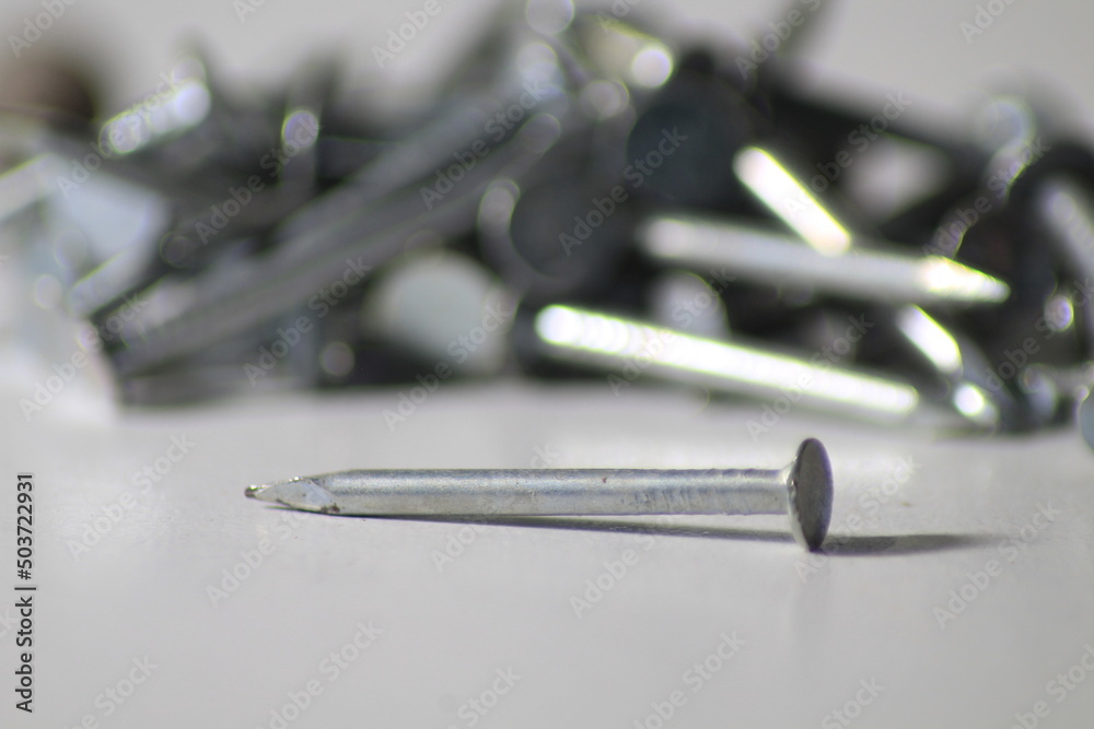 Fototapeta premium Close up spikes on a white background