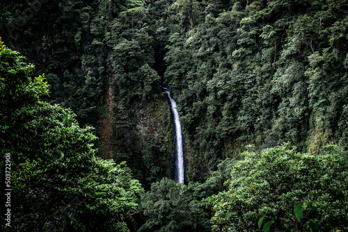 Fotografie, Obraz Landscape of forests and La Fortuna Waterfall in the daylight in Costa Rica