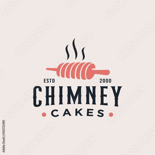 Chimney cake logo design. Vector illustration of Chimney cake oven. Hipster logo design vector icon template
