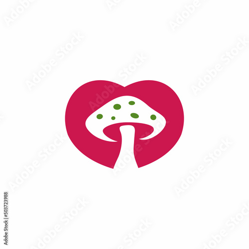 mushroom logo design. Vector illustration of mushroom and love. modern logo design vector icon template
