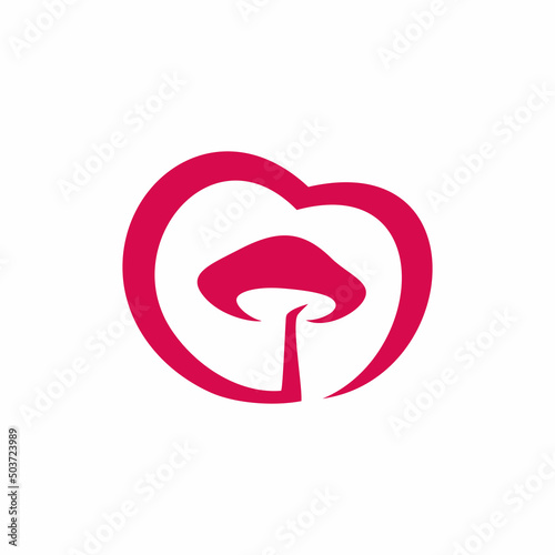 mushroom logo design. Vector illustration of mushroom and love. modern logo design vector icon template
