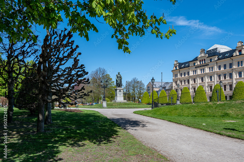 Carl Johans Park during spring in Norrkoping, Sweden. Norrkoping is a historic industrial town in Sweden.