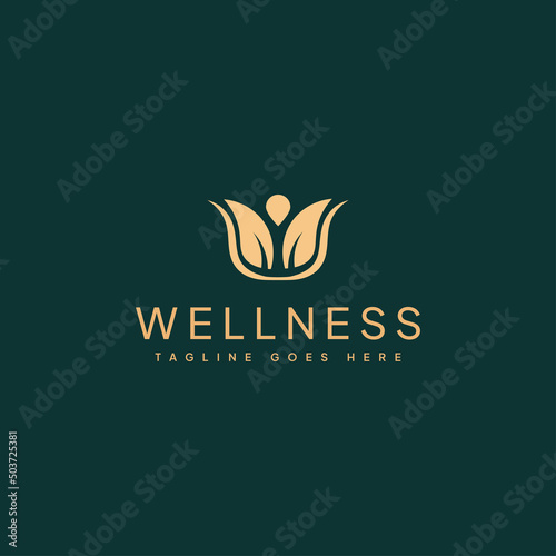 Luxury Flower Wellness logo Vector.