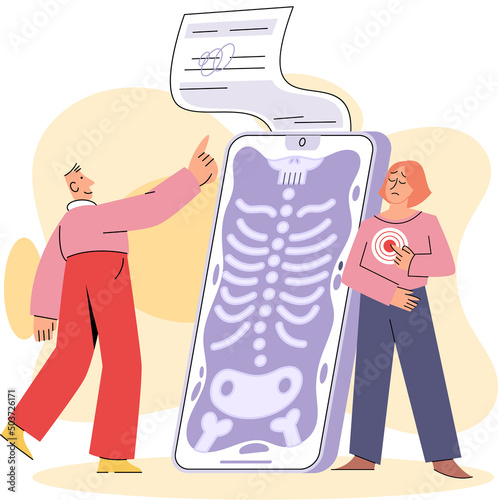 Online medical consultation and support metaphor. Online doctor. Healthcare services, Ask doctor. Tele medicine e-health service. Therapist videocalling phone screen. Diagnosis treatment of patients