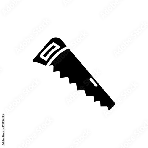 Saw icon vector. Tooling, furniture, felling. Solid icon style, glyph. simple design editable. Design simple illustration