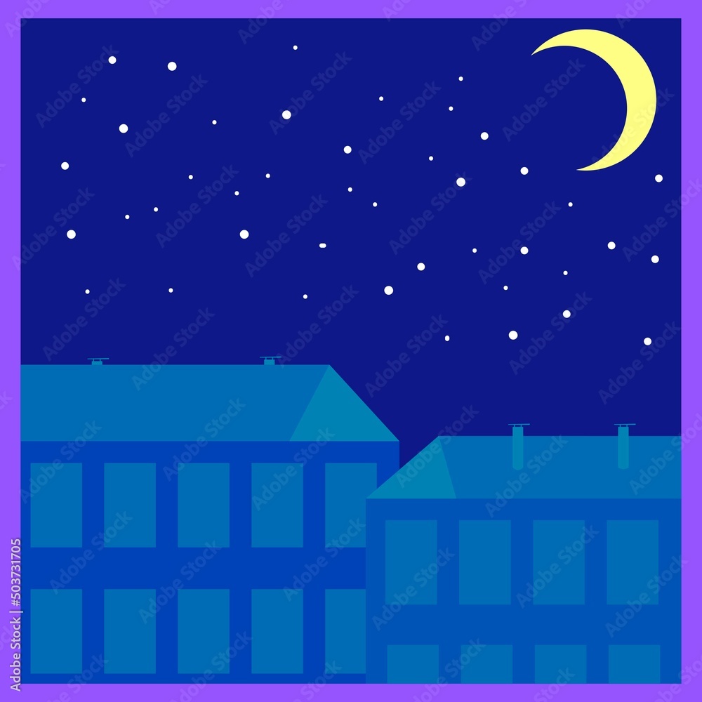 night city with starry sky and moon night city with starry sky and moon