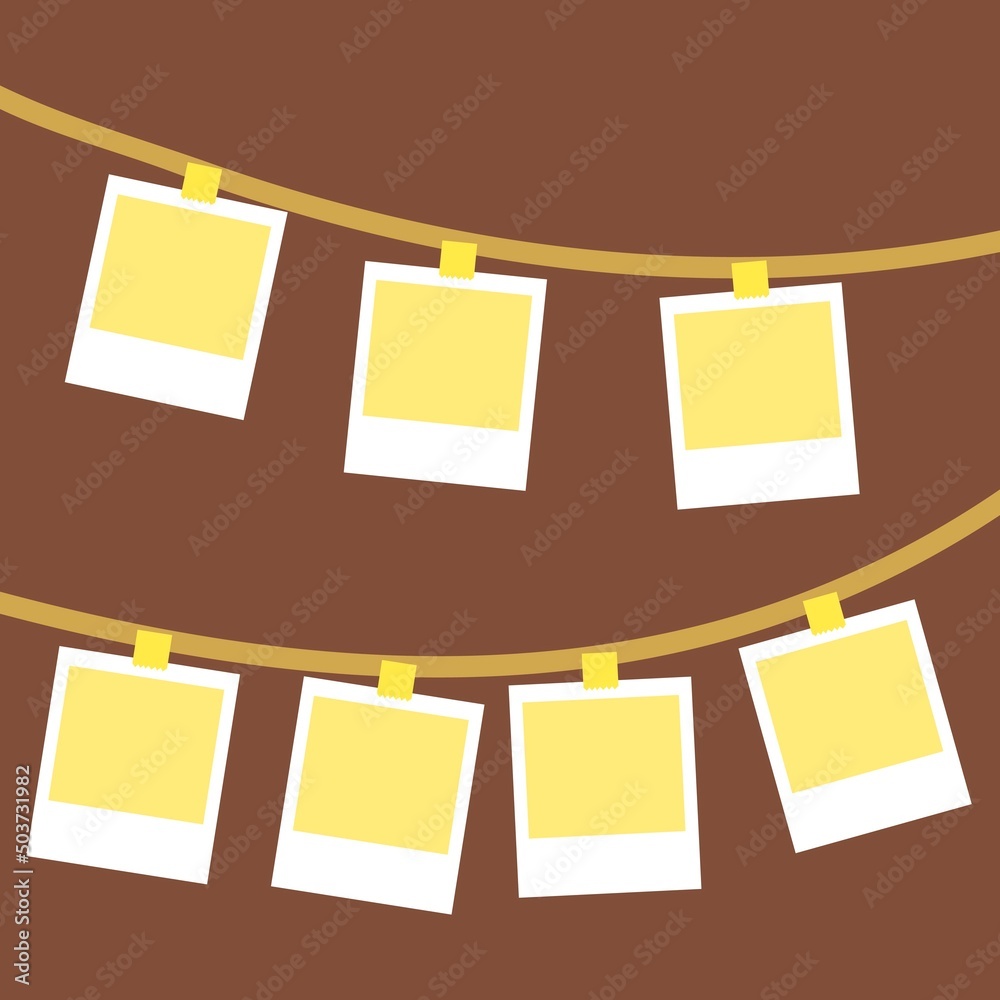photographs on a rope on a brown background photographs on a rope on a brown background