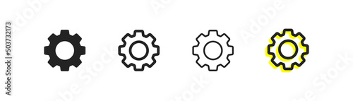 Black settings icon. Cogwheel symbol. Gear wheel vector linear icon for use in any purpose. photo