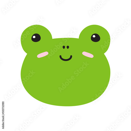 Vector flat hand drawn frog face head isolated on white background