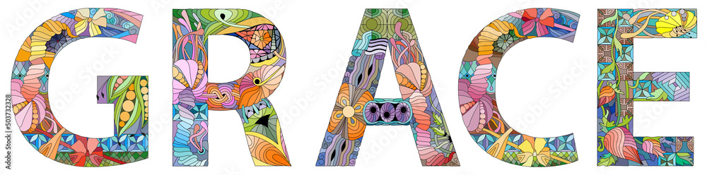 GRACE hand drawn modern design vector illustration. GRACE hand drawn modern design vector illustration.