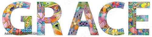 GRACE hand drawn modern design vector illustration.