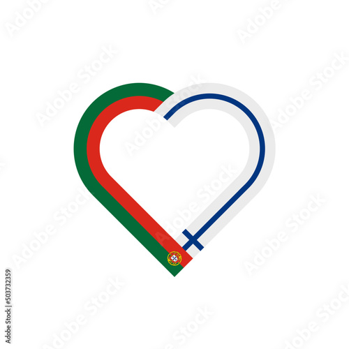 unity concept. heart ribbon icon of portugal and finland flags. vector illustration isolated on white background