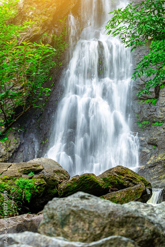 Landscape photos Khlong Lan Waterfall  the beautiful waterfall in Khlong Lan National Park of Thailand.