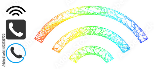 Spectrum vibrant net mesh radio waves. Crossed carcass flat net abstract symbol based on radio waves icon, generated with crossed lines. Vibrant net mesh icon.