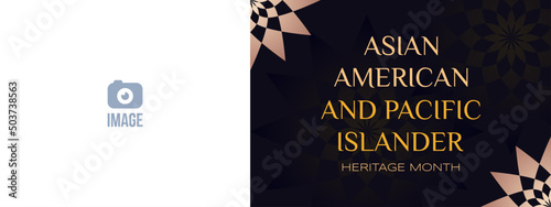 Asian American and Pacific Islander Heritage Month. Vector banner for ads, social media, card, poster, flyer. Illustration with text, ornament. Black background, mandala