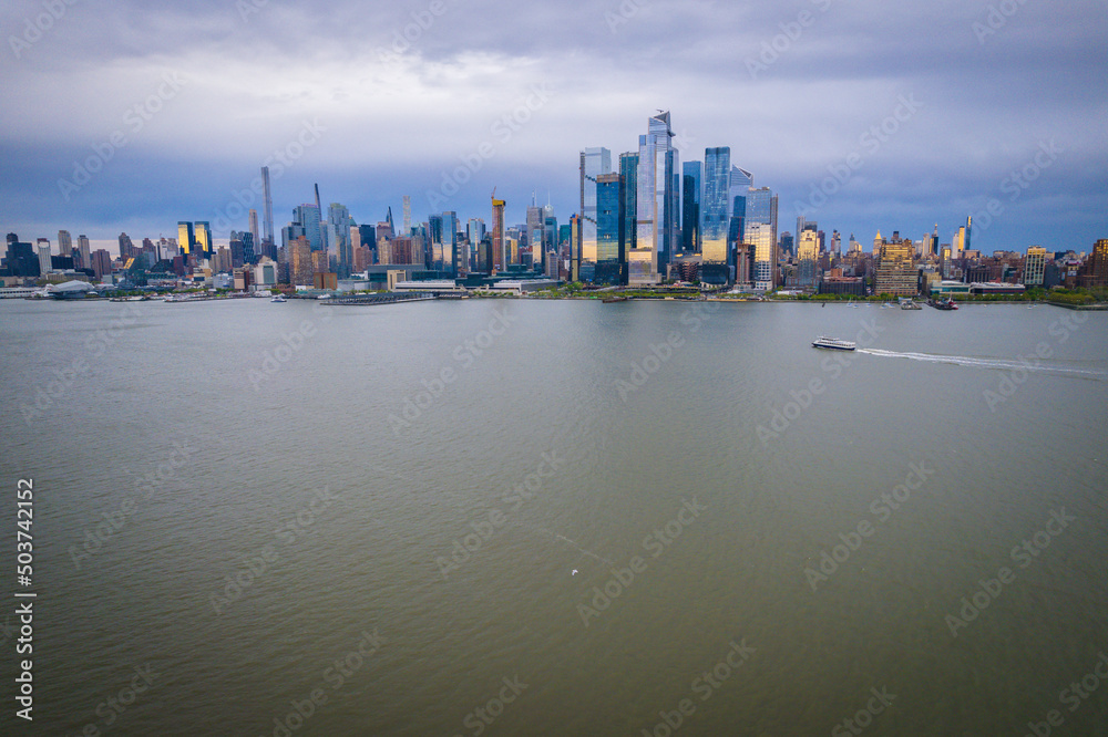 Obraz premium Aerial Drone of Weehawken New Jersey
