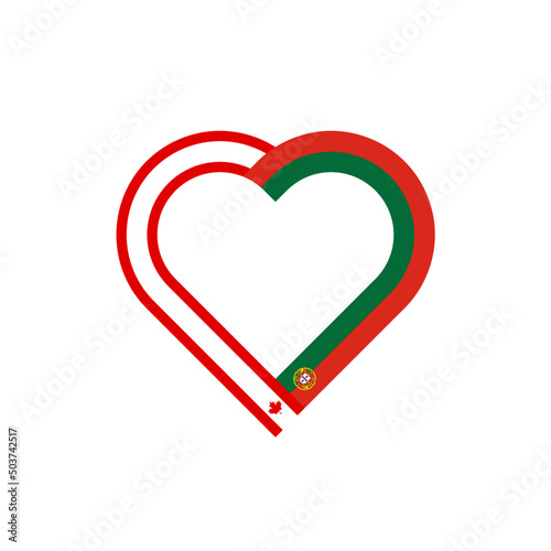 unity concept. heart ribbon icon of canada and portugal flags. vector illustration isolated on white background