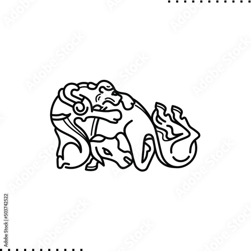 Scythian gold, a figurine of a lioness attacking a horse,  vector isolated icon