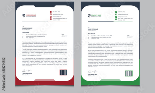 Simple new unique abstract minimal clean company creative corporate red and green colors professional modern business style letterhead template design.