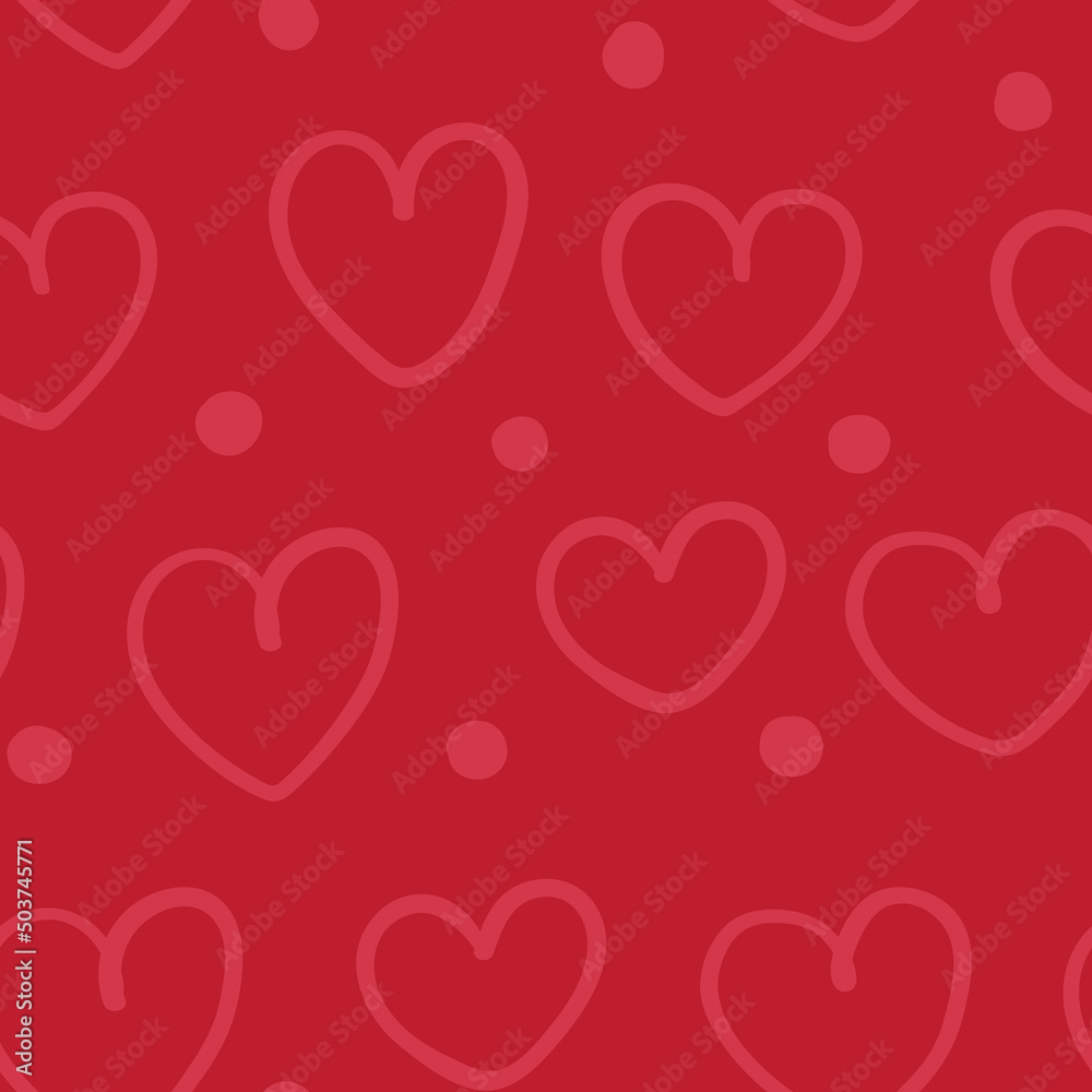 endless love pattern. red romantic background with hearts. heart shape endless abstract wallpaper.