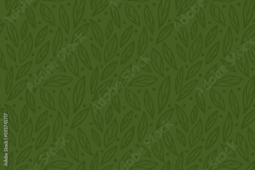 calm plant pattern. endless pattern with leaves. forest background.