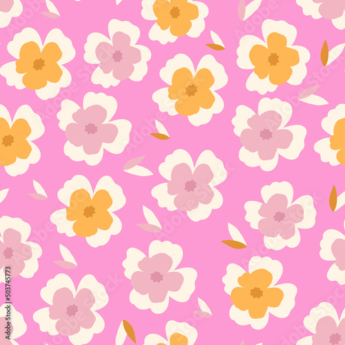 contemporary floral seamless pattern. scattered hand drawn flowers. seamless pattern of floral decor for fabric and prints. summer floral print