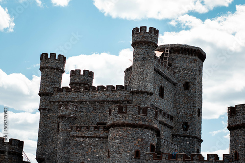 Fototapeta old medieval wartime castle, in sunny weather