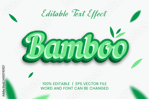 Green bamboo 3d editable text effect template
