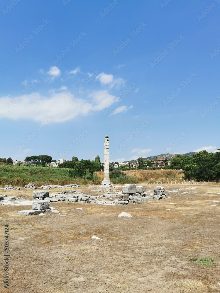 Obraz premium One of the seven wonders of ancient world ruins of Artemis temple in the district of Ephesus. Selcuk, Turkey.