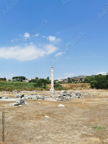One of the seven wonders of ancient world ruins of Artemis temple in the district of Ephesus. Selcuk, Turkey.