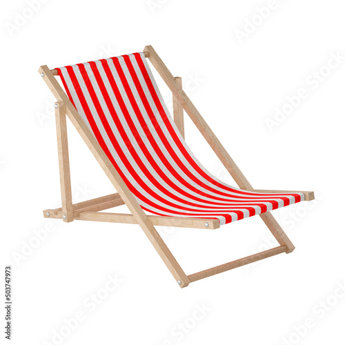 Tableau sur toile Beach chair, chaise longue made of wood and fabric