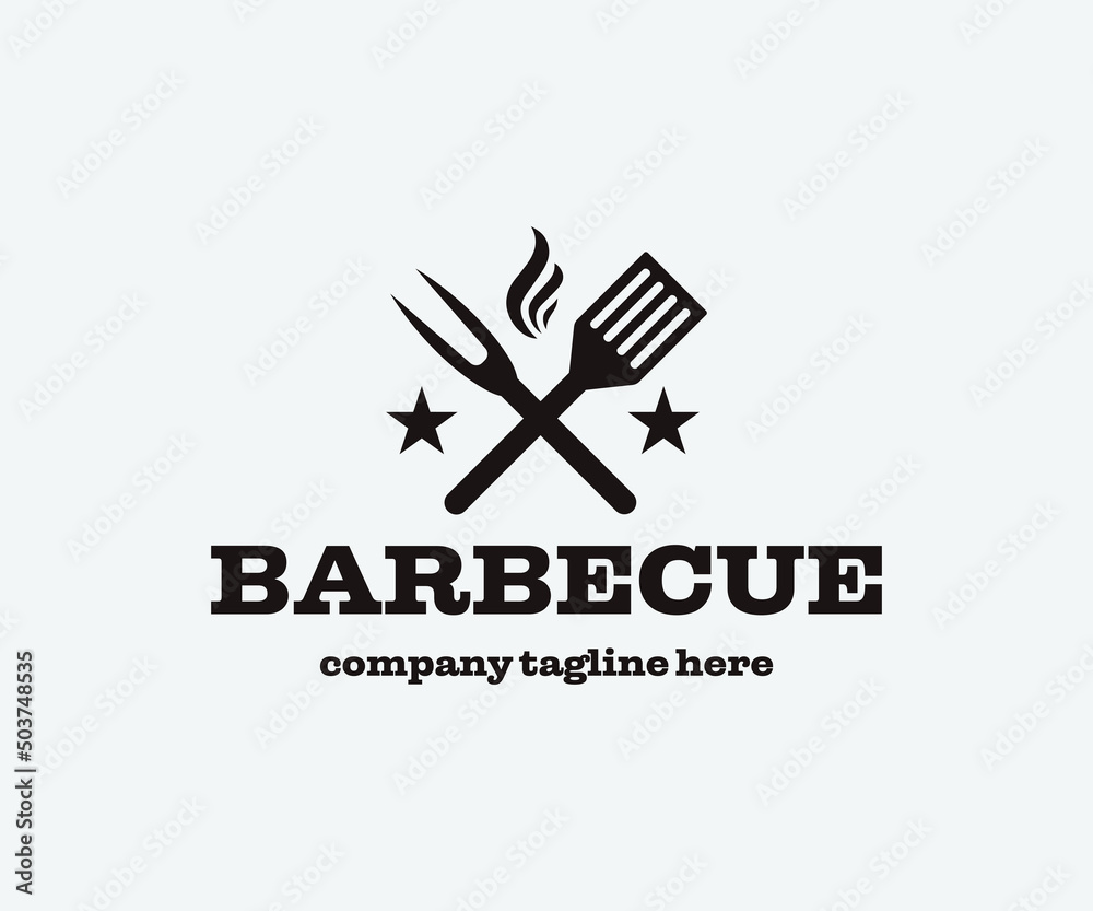 Modern Barbecue Logo Design. BBQ, Bar, and Grill Logo Design Template.