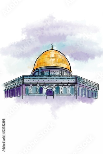 Jerusalem illustration ,drawing ,water color ,logo,symbol.