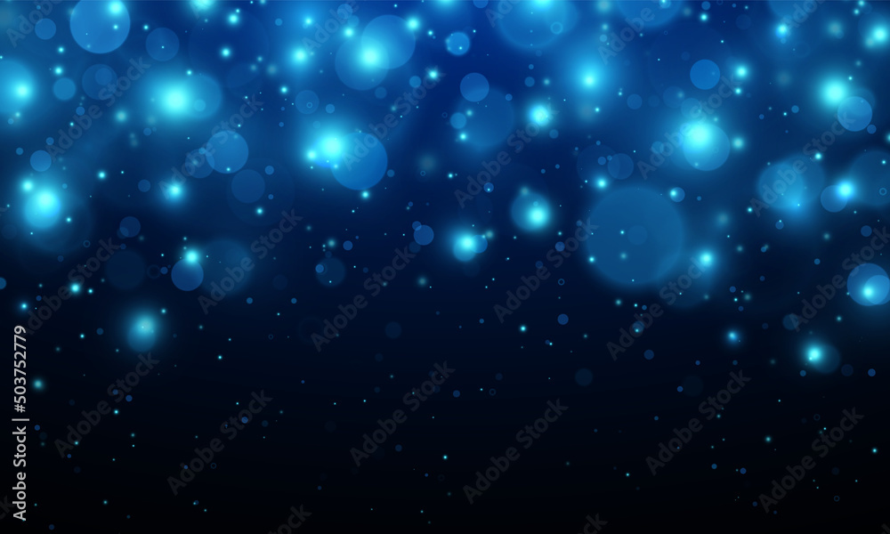 Blue bokeh blurred light. Abstract background with bokeh effect. Magic concept.