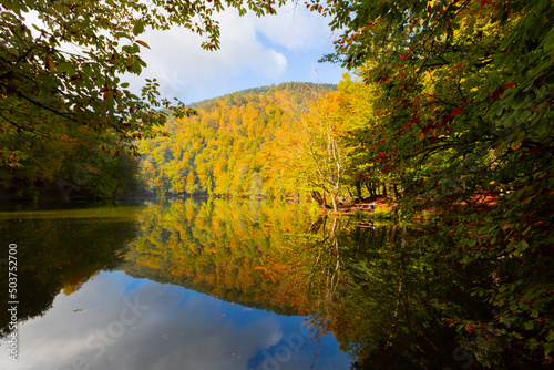 The most beautiful colors of autumn, lake and nature photo