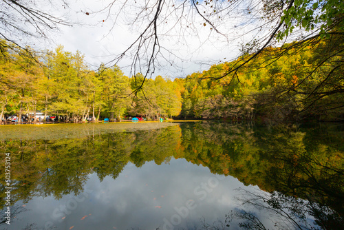 The most beautiful colors of autumn, lake and nature photo