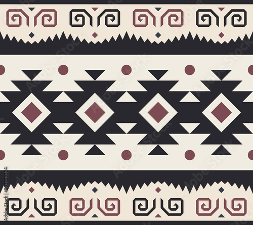 Tribal Seamless Pattern. Ethnic Geometric Vector Background. Aztec or Inca Style photo