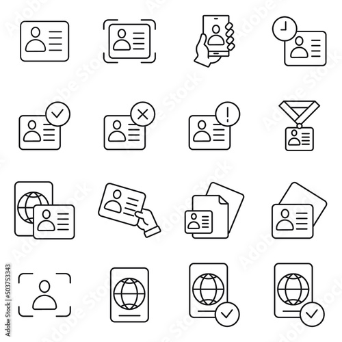 ID and Verification icons set . ID and Verification pack symbol vector elements for infographic web