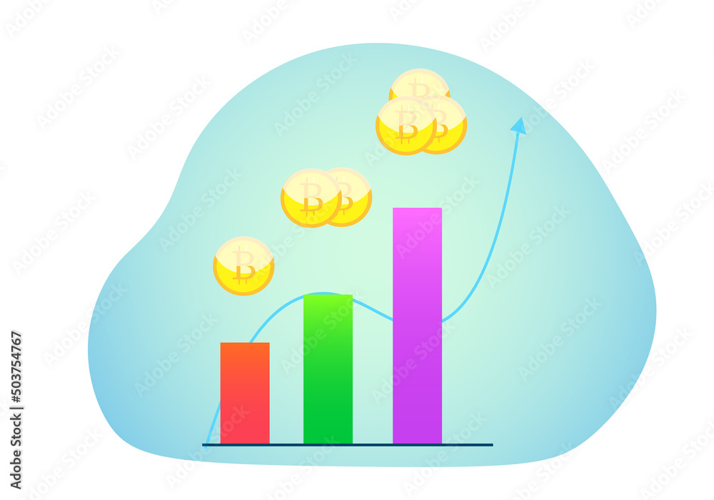 Bitcoins diagram isolated on background. Cryptocurrency financial illustration. Trendy crypto design. Bitcoins diagram isolated on background. Cryptocurrency financial illustration. Trendy crypto design.