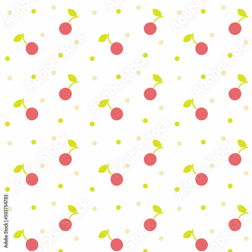 Fototapeta Naklejka Na Ścianę i Meble -  Seamless cherry pattern. Vector watercolor illustration.