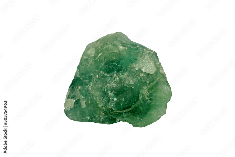 Cut out of macro shooting raw specimen of green fluorite gemstone rock isolated on white background. Cut out of macro shooting raw specimen of green fluorite gemstone rock isolated on white background.
