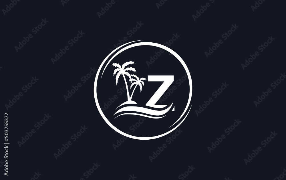 Nature water wave and beach tree vector art logo design with the letter ...